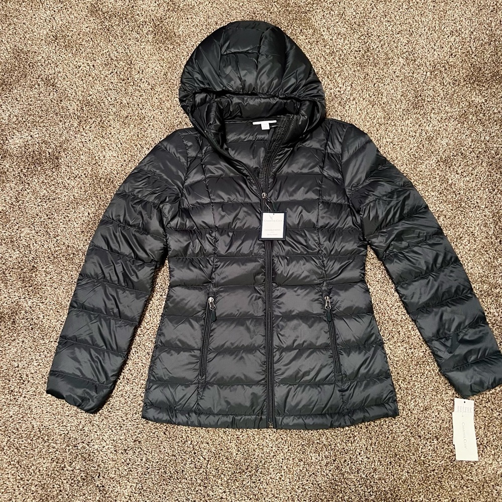 Charter Club Packable Down Jacket - Dark Forest Green - Size XXS